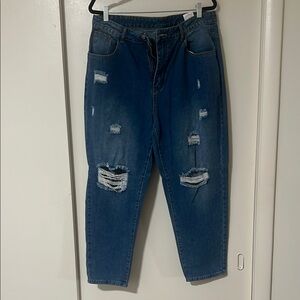 Distressed Blue Denim Jeans
